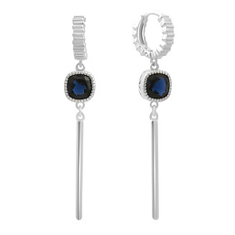 Silver earrings with sapphire nano 1.86ct