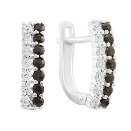 Срібні сережки з сапфіром 1.434ct, фіанітами