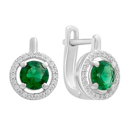 Silver earrings with emerald nano 1.722ct