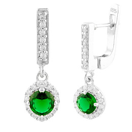 Silver Earrings with a 1.45 ct Nano Emerald