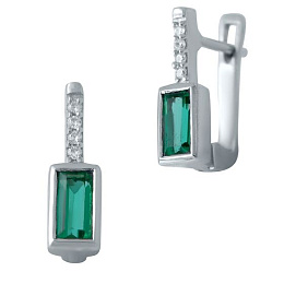 Silver earrings with a 0.795-carat emerald