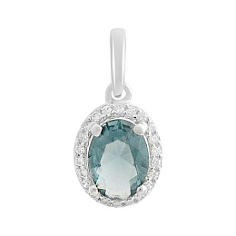 Silver pendant with a 1.031-carat London Blue topaz and cubic zirconia