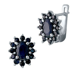 Серебряные серьги с сапфиром 3.278ct