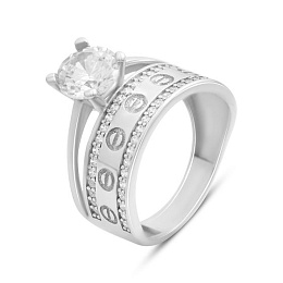 Silver ring with cubic zirconia