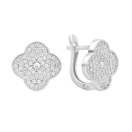 Серебряные серьги с фианитами 1.4ct