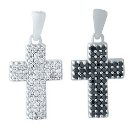 Silver cross with 1.083 carats of cubic zirconia