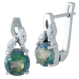 Серебряные серьги с мистик топазом 2.422ct, фианитами