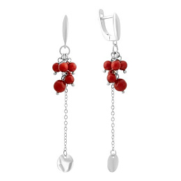 Срібні сережки з коралом