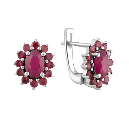 Серебряные серьги с рубином 3.695ct