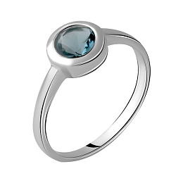 Silver ring with a London Blue topaz