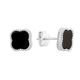 Silver earrings with onyx