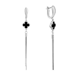 Silver earrings with onyx