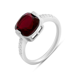 Silver ring with nano garnet and cubic zirconia