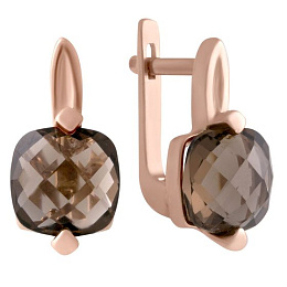 Золоті сережки з раухтопазом (димчастим кварцом) 5.84ct