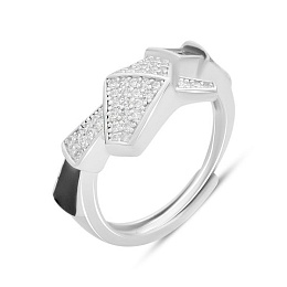 Серебряное кольцо с фианитами, емаллю
