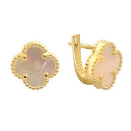 Gold earrings with mother-of-pearl