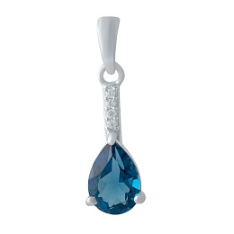 Silver pendant with a 1.625-carat London Blue topaz