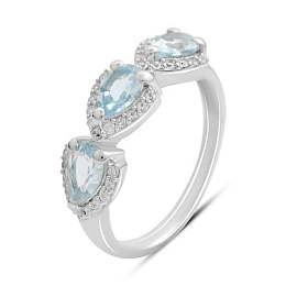 Silver ring with topaz 1.601ct, cubic zirconia