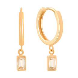 Gold earrings with 0.02ct cubic zirconia