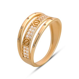Золота каблучка з фіанітами 0.42ct