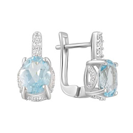 Silver Earrings with a 4.525-carat Topaz