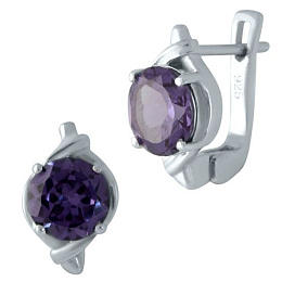 Silver earrings with alexandrite