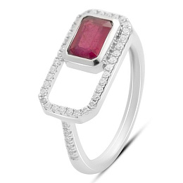Silver ring with a 1.868ct ruby and cubic zirconia