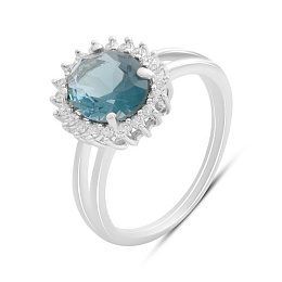 Серебряное кольцо с топазом Лондон Блю