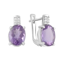 Серебряные серьги с аметистом 3.592ct