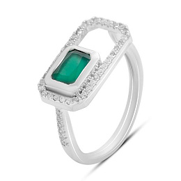 Срібне кільце з агатом 1.428ct, фіанітами