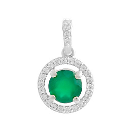 Серебряная подвеска с агатом 1.01ct, фианитами