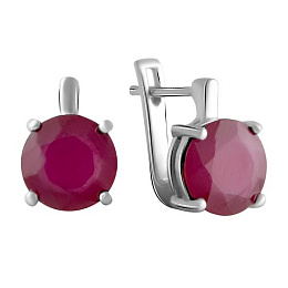 Silver Earrings with a 3.113-carat Ruby