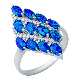 Sterling silver ring with opal 1.66ct, phianites