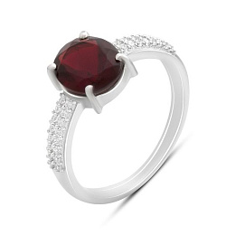 Срібна каблучка з гранатом nano, фіанітами