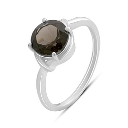 Silver ring with smoky quartz