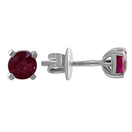 Серебряные серьги с рубином 1.393ct