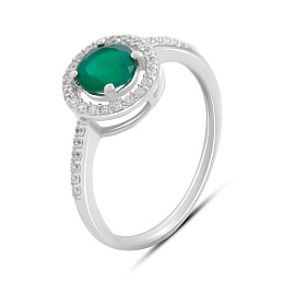 Silver ring with agate 1.099ct, cubic zirconia