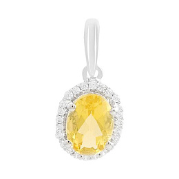 Silver pendant with a 1.344ct nano citrine and cubic zirconia