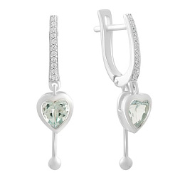 Срібні сережки з топазом 2.15ct, фіанітами