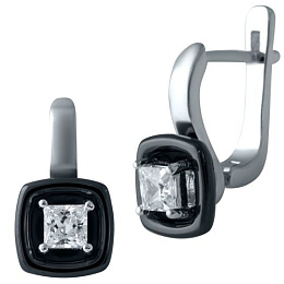 Silver earrings with ceramic