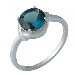 Silver ring with a London Blue topaz