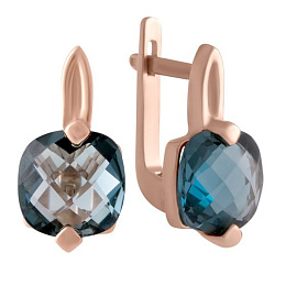 Золоті сережки з топазом Лондон Блю 5.84ct