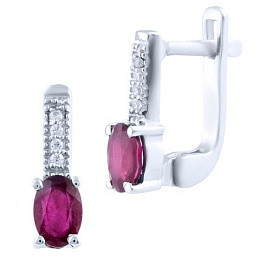 Срібні сережки з рубіном 1.296ct