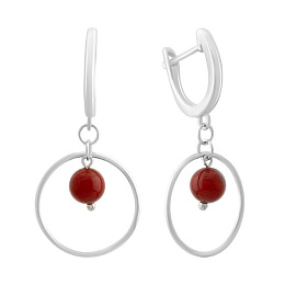 Срібні сережки з коралом