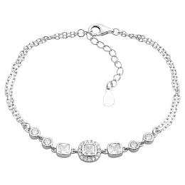 Silver bracelet with cubic zirconia