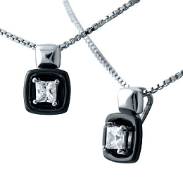 Silver necklace with ceramic and cubic zirconia