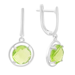 Silver earrings with chrysolite, 6.575 ct