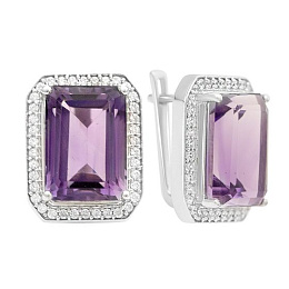 Срібні сережки з аметистом 16.49ct