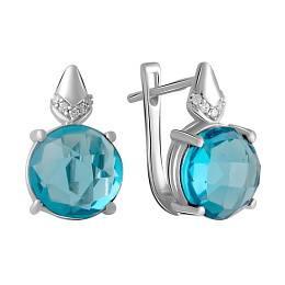 Срібні сережки з топазом Лондон Блю 5.91ct