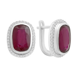 Серебряные серьги с рубином 12.095ct